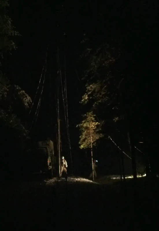At night