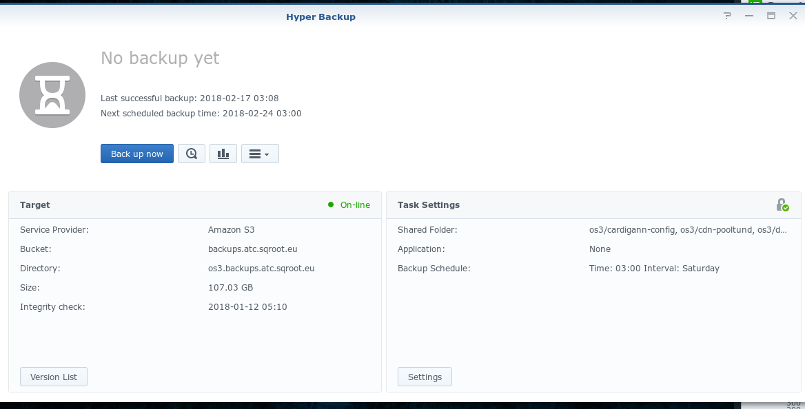 Synology backup config